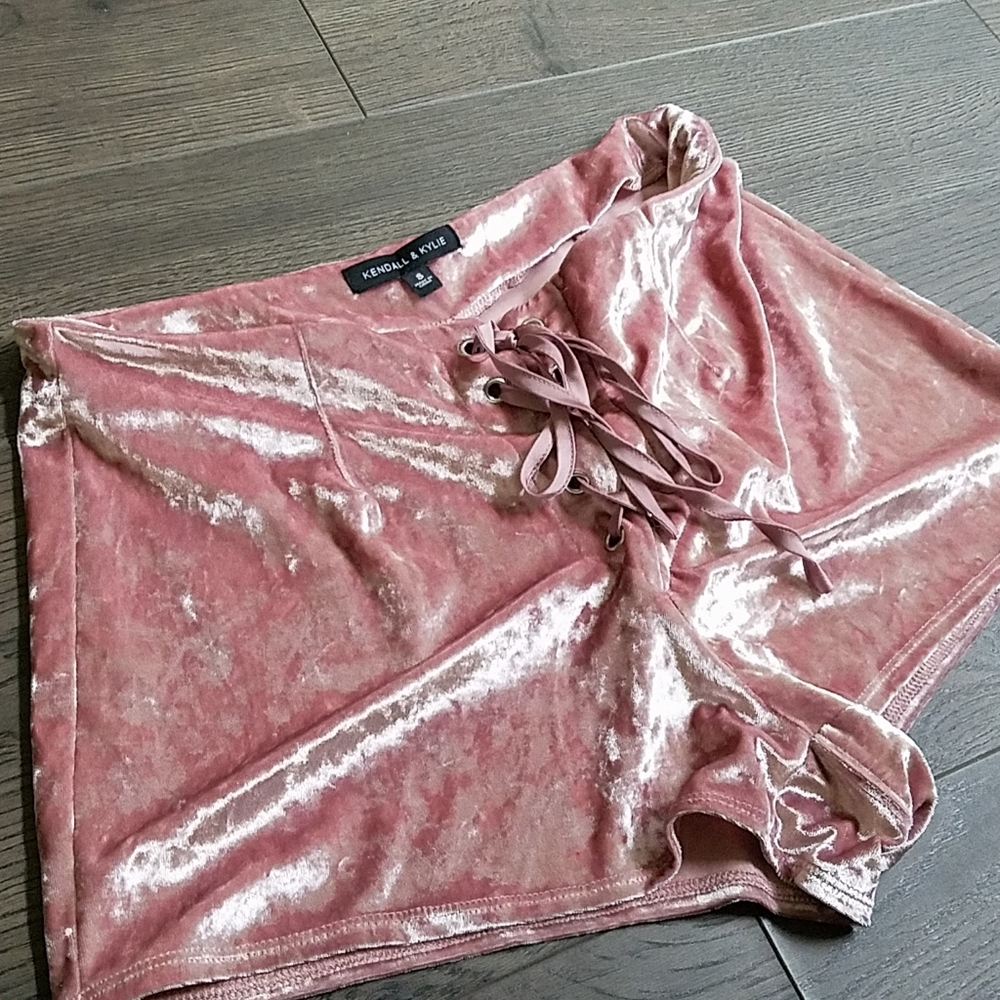 velvet icy pink shorts